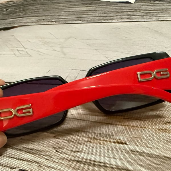 Dolce & Gabbana DG 1632 Sunglasses Black Red Rhinestone Y2K