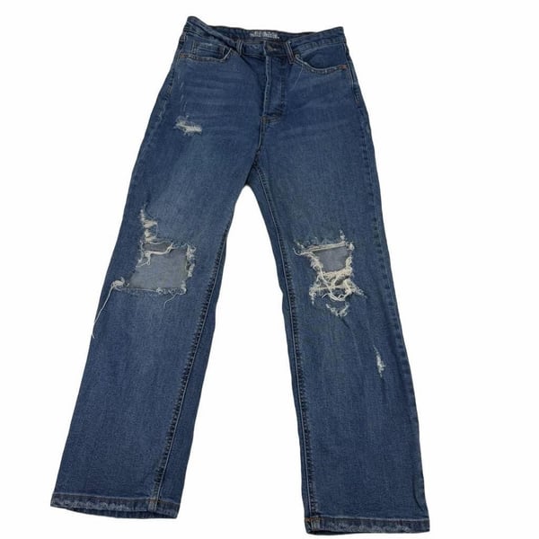 Wild Fable Straight Jeans Size 6 Blue Distressed Denim Button Fly