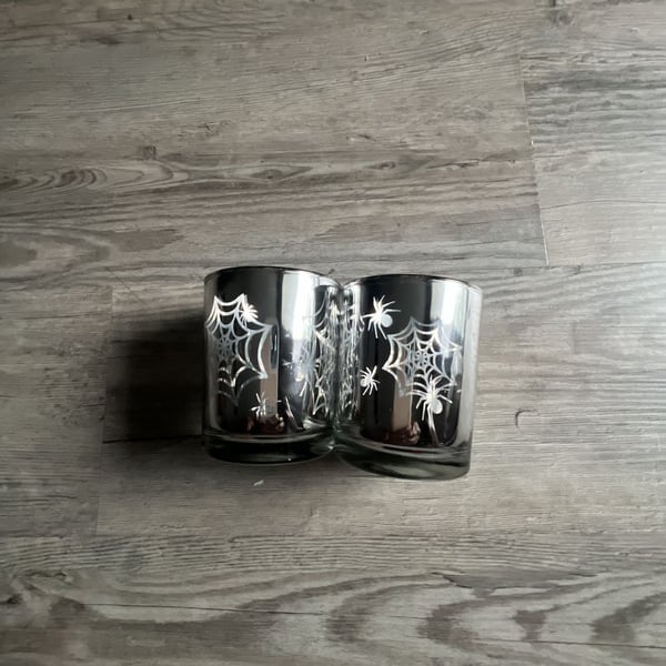 Publix Spider Web Glass Candle Holder Set