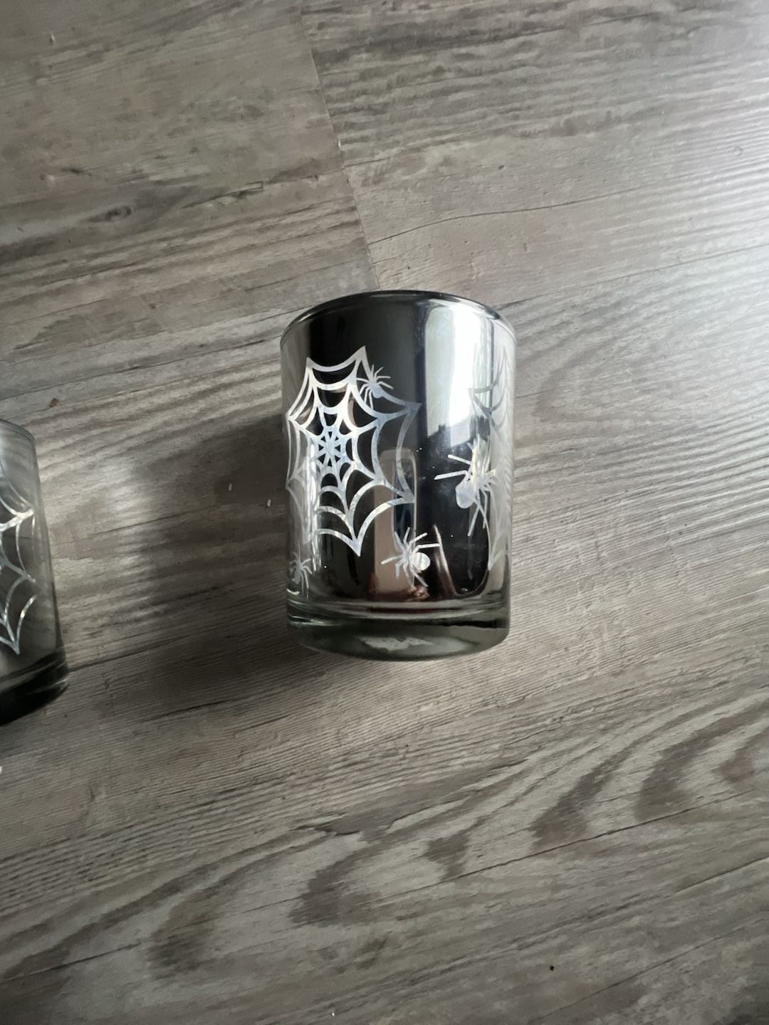 Publix Spider Web Glass Candle Holder Set 2