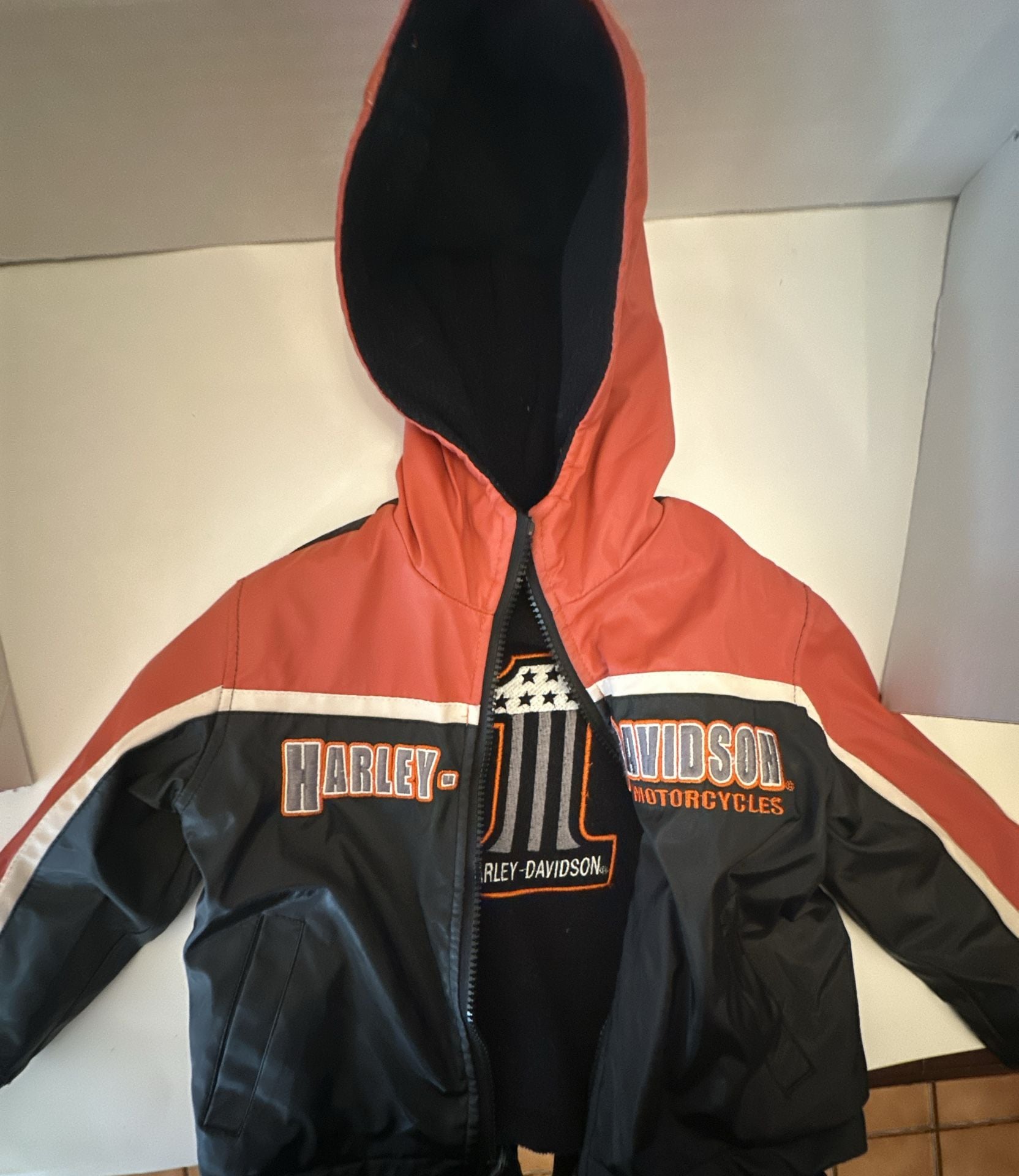 Harley Davidson Reversible Jacket Size 2T Black Orange 3