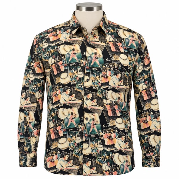 Robert Stock Vintage 90s Men’s Medium 100% Silk Baseball Print