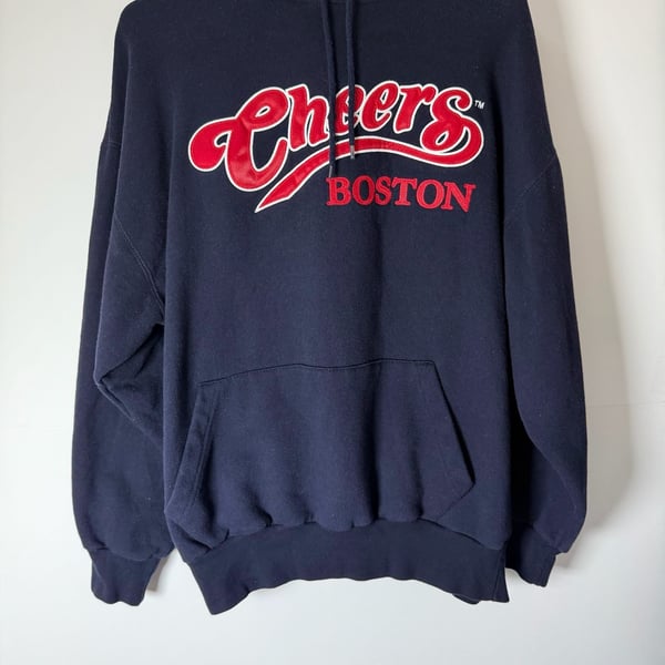 Vintage 90s Cheers Boston Hoodie Authentic Life Apparel XL Navy Blue