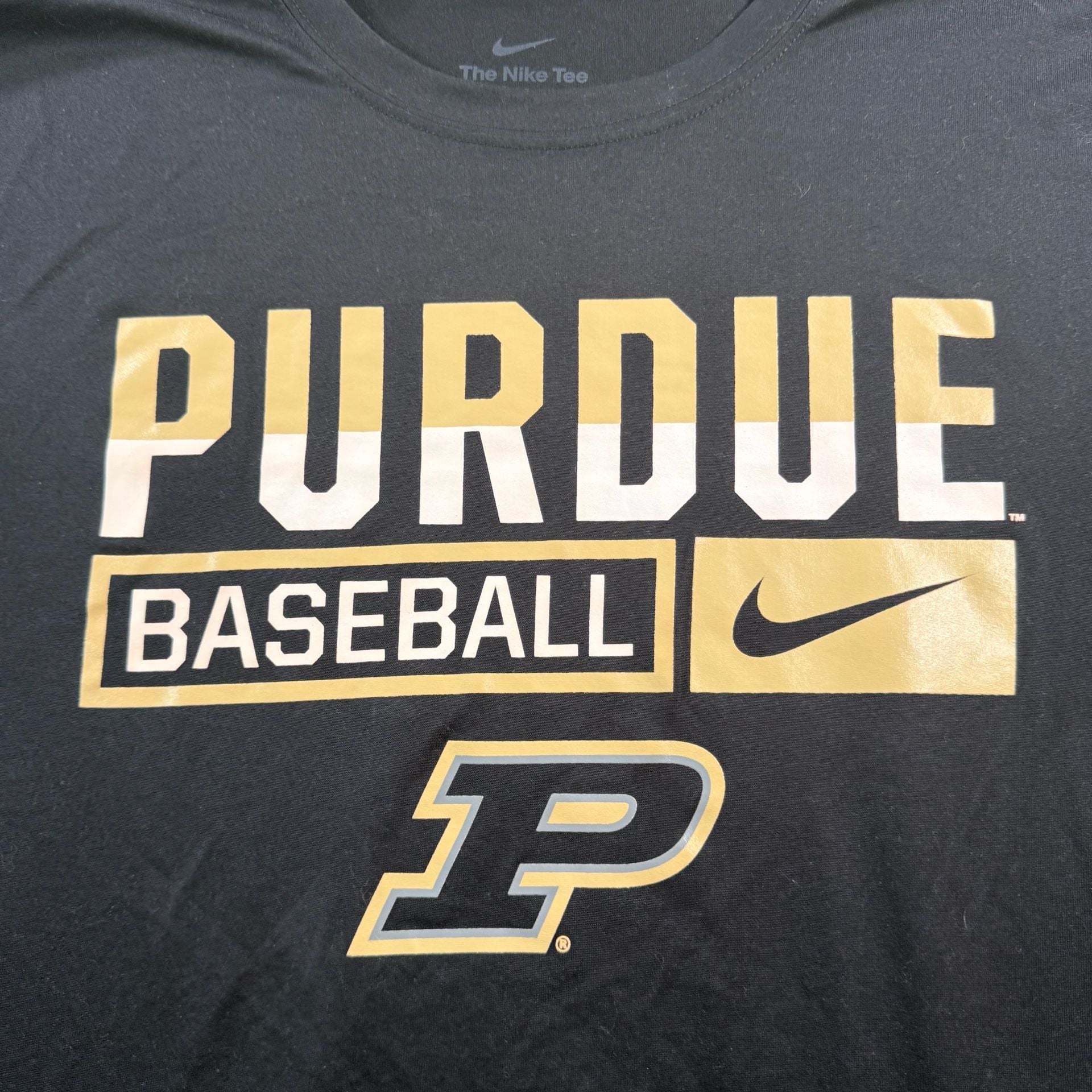 Nike Purdue Boilermakers Baseball Dri-FIT Black Gold T-Shirt Men’s Large 3