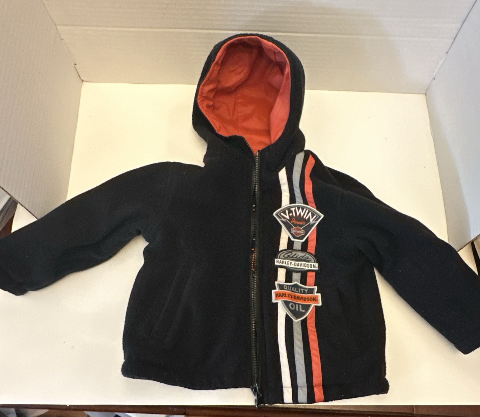 Harley Davidson Reversible Jacket Size 2T Black Orange 5