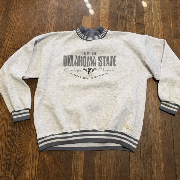 Gear For Sports Oklahoma State Sweatshirt Gray Mock Neck Vintage Large