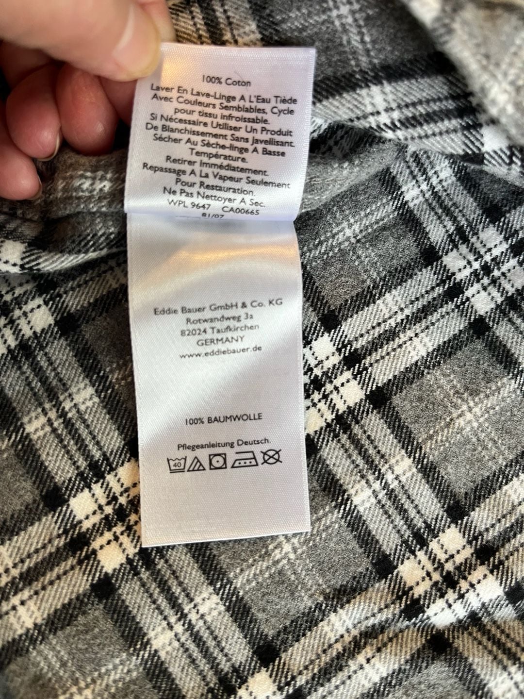 Eddie Bauer Flannel Shirt Mens Large Gray Plaid Long Sleeve Button Down Outdoors 7