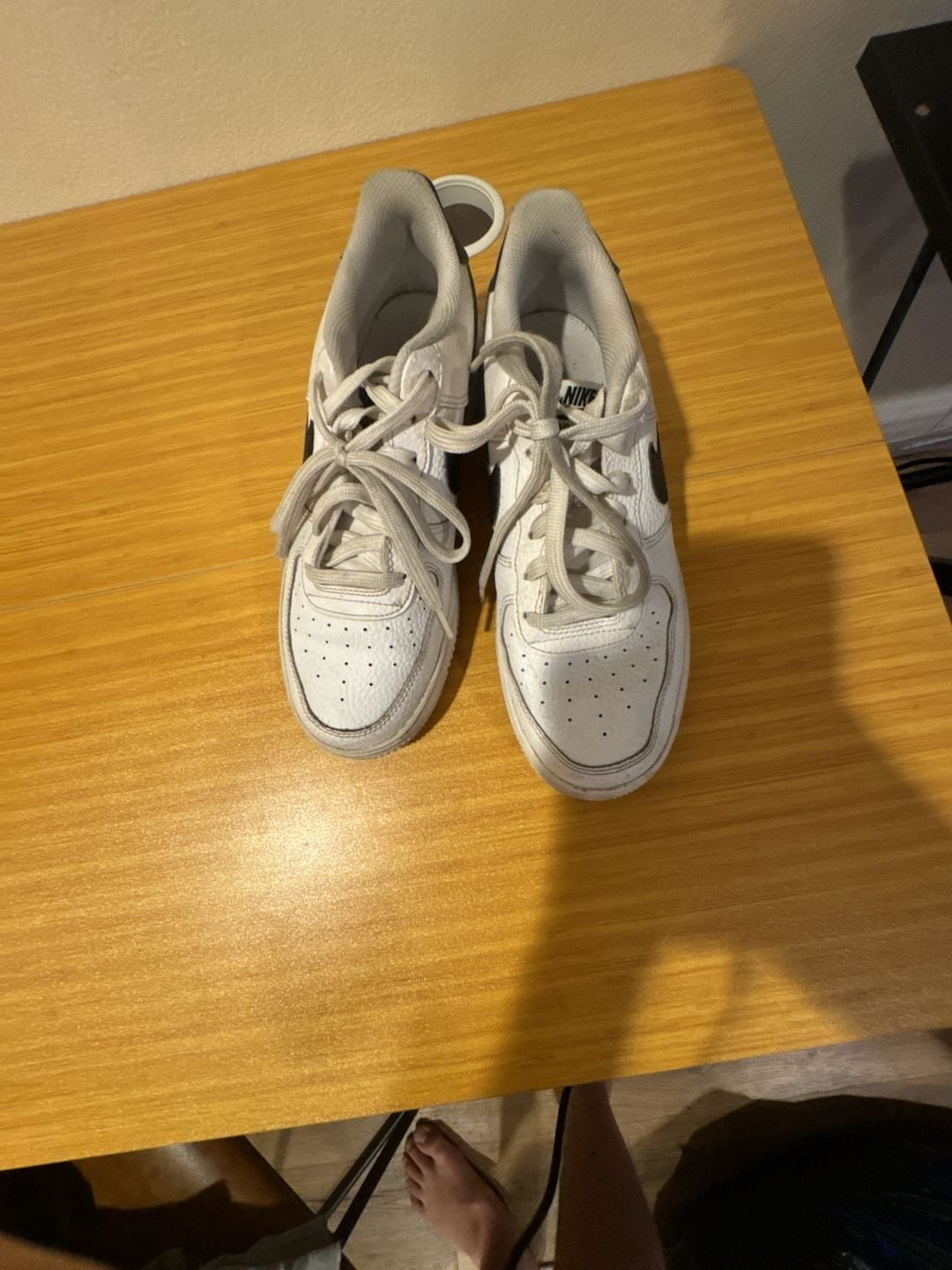 Nike Air Force 1 Size 7Y White Black 3
