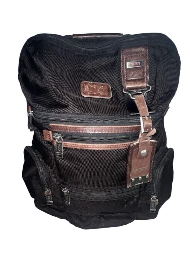 Tumi Alpha Bravo Knox Black Nylon Brown Leather Trim Backpack 2
