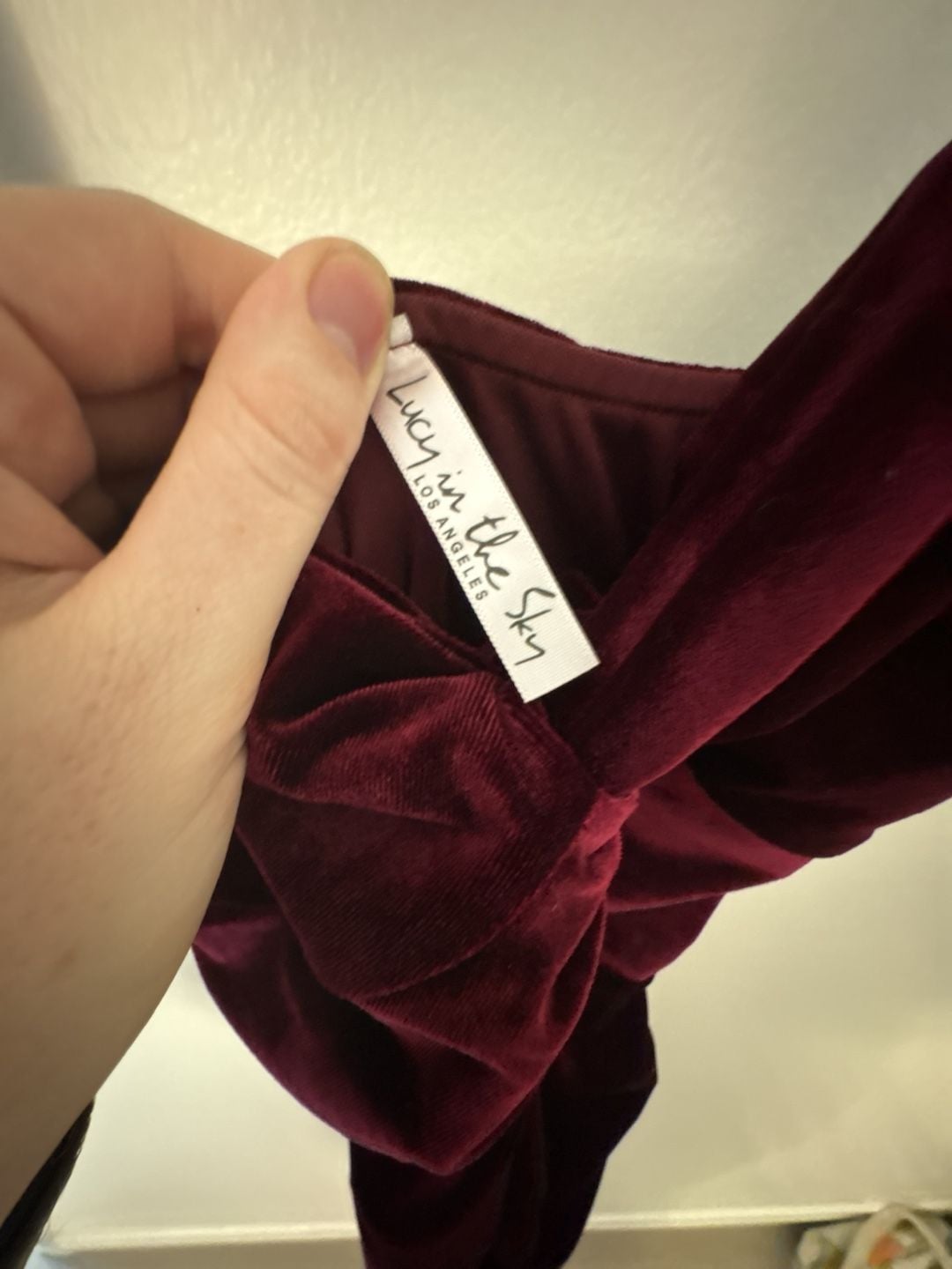 Lucy In The Sky Talia Front Twist Mini Dress in Wine Velvet Sz Small 4