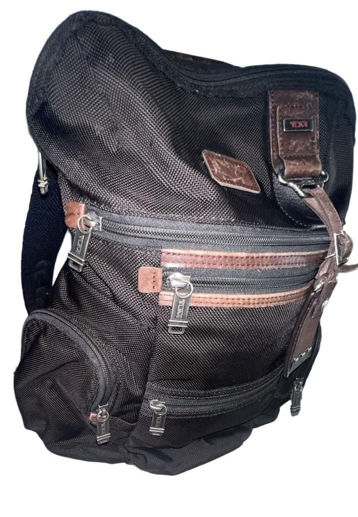 Tumi Alpha Bravo Knox Black Nylon Brown Leather Trim Backpack 5