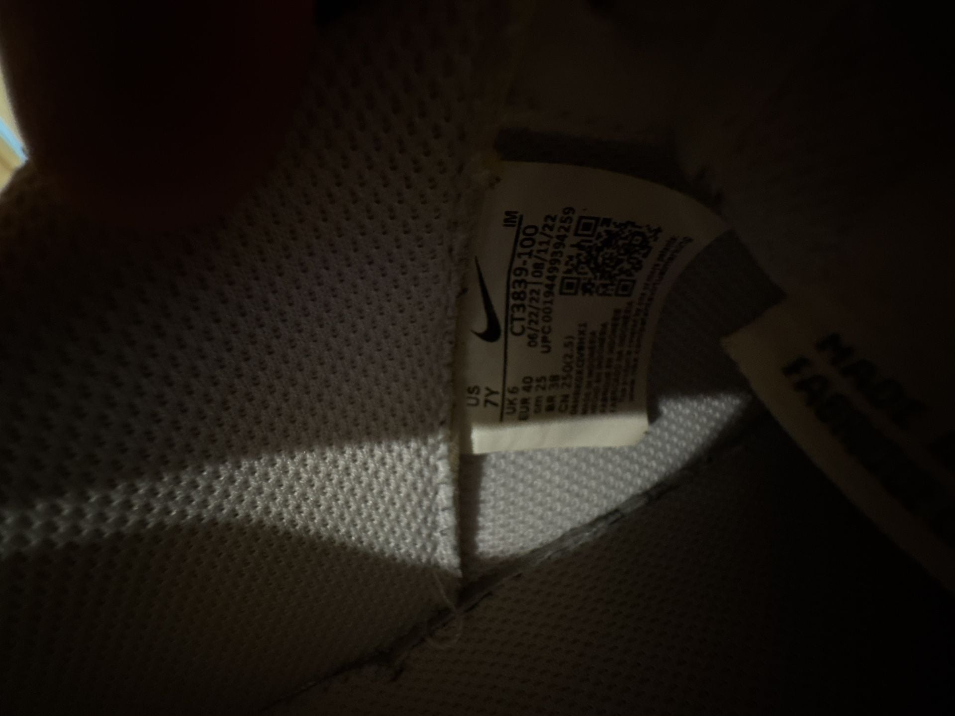 Nike Air Force 1 Size 7Y White Black 4