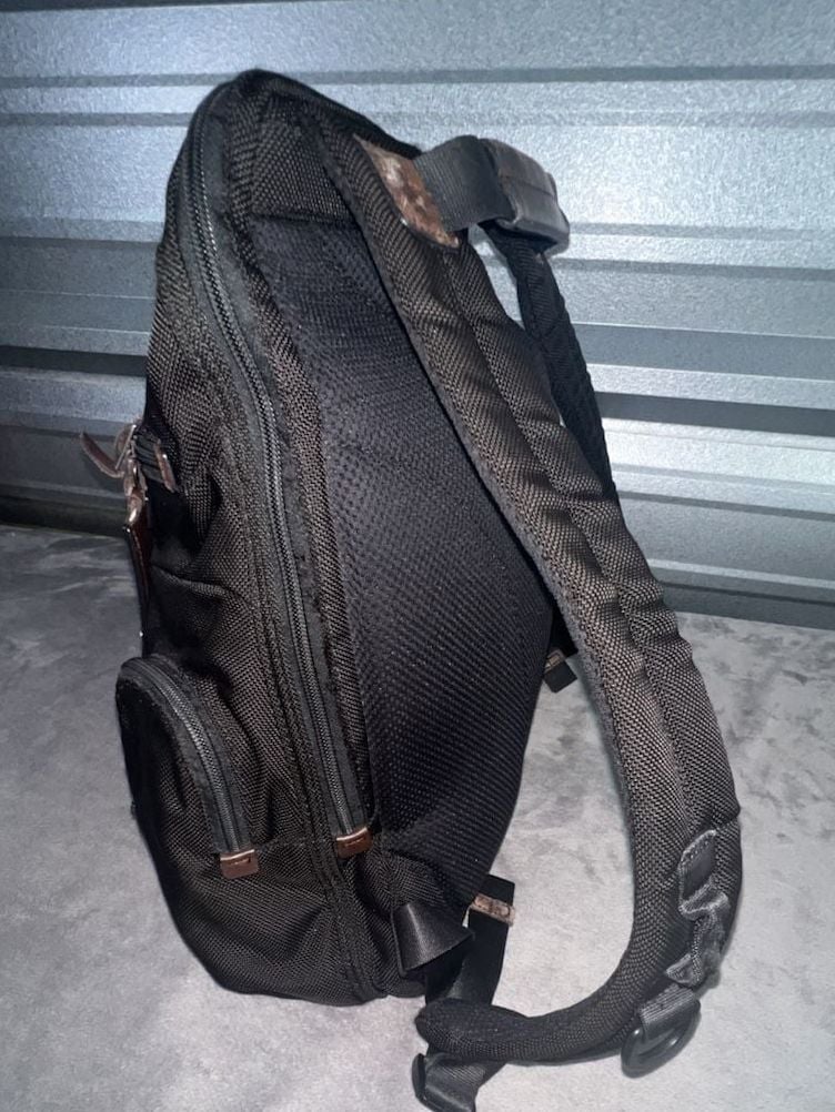 Tumi Alpha Bravo Knox Black Nylon Brown Leather Trim Backpack 6