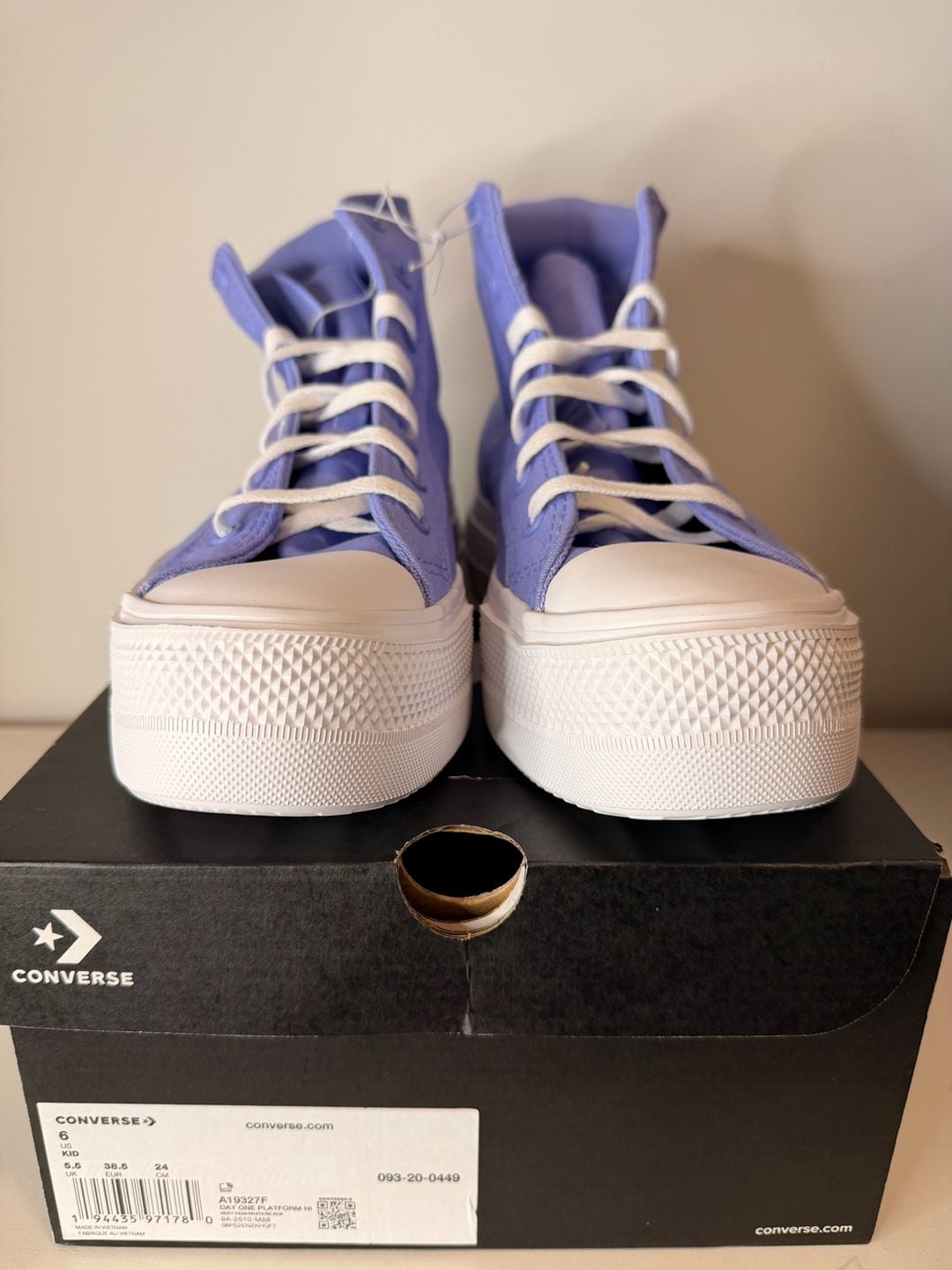 Converse Day One Platform Hi Size 6 Kid Very Peri Purple 3