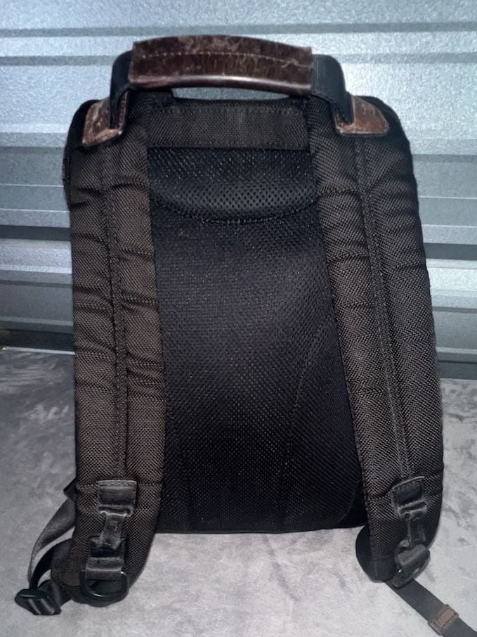 Tumi Alpha Bravo Knox Black Nylon Brown Leather Trim Backpack 7