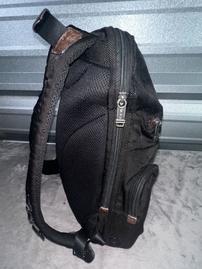 Tumi Alpha Bravo Knox Black Nylon Brown Leather Trim Backpack 8