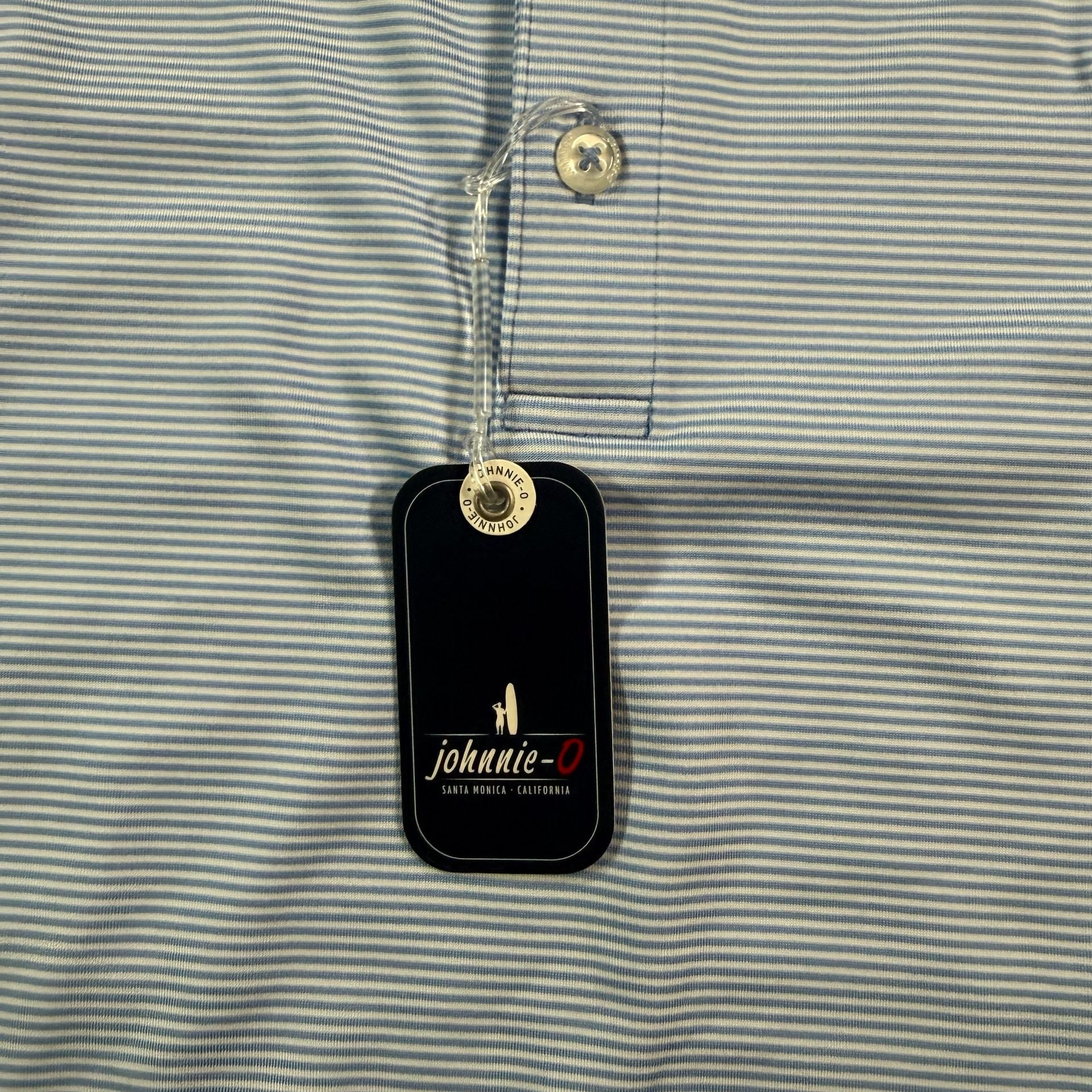 Johnnie-O Lyndonn Performance Polo Men’s XXL Blue White Stripe Golf UPF 50 4