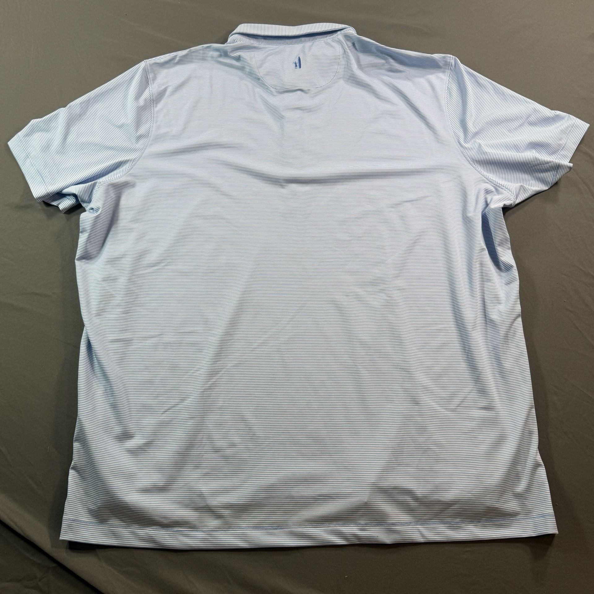 Johnnie-O Lyndonn Performance Polo Men’s XXL Blue White Stripe Golf UPF 50 10
