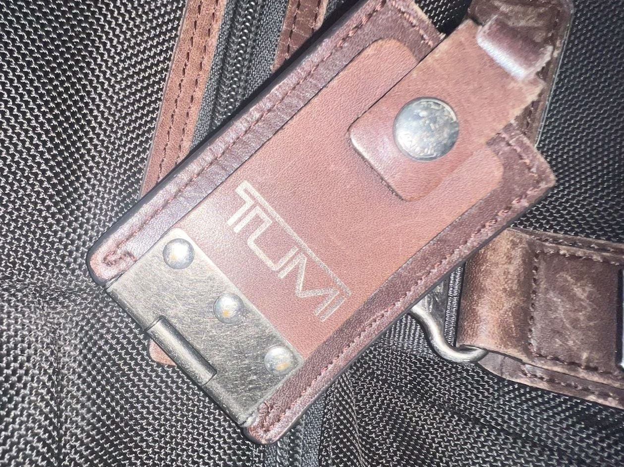 Tumi Alpha Bravo Knox Black Nylon Brown Leather Trim Backpack 14
