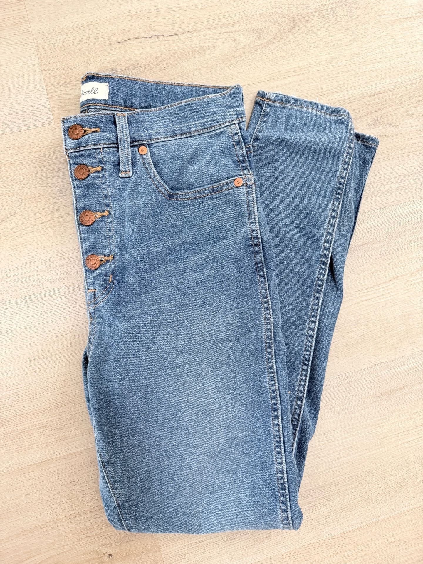 Madewell 10 Inch High Rise Skinny Size 29 Button Front Jeans 8