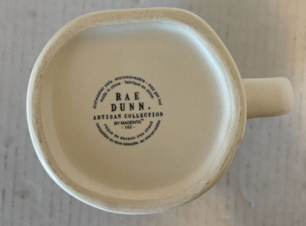 Rae Dunn BONJOUR Coffee Mug Ceramic White Black 5