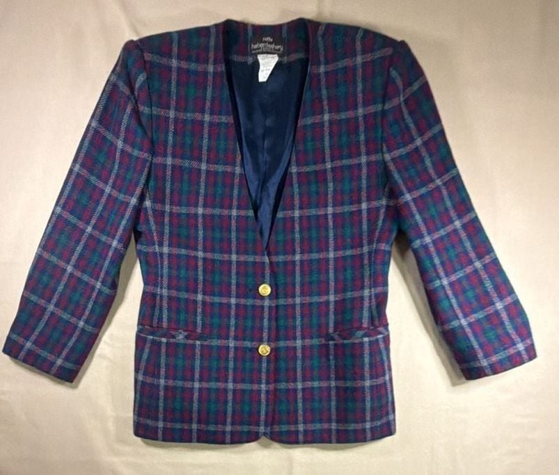 Petite Haberdashery Blazer Size S Petite Plaid Wool Jacket 2