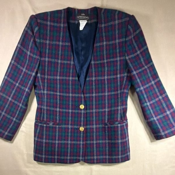 Petite Haberdashery Blazer Size S Petite Plaid Wool Jacket