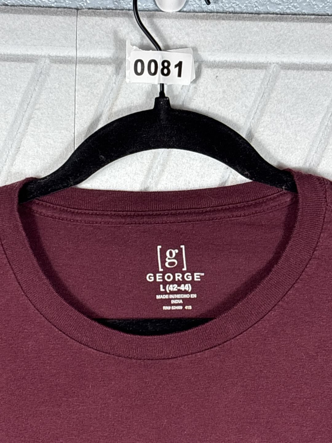 George Long Sleeve Crew Neck T-Shirt Size L Burgundy 4