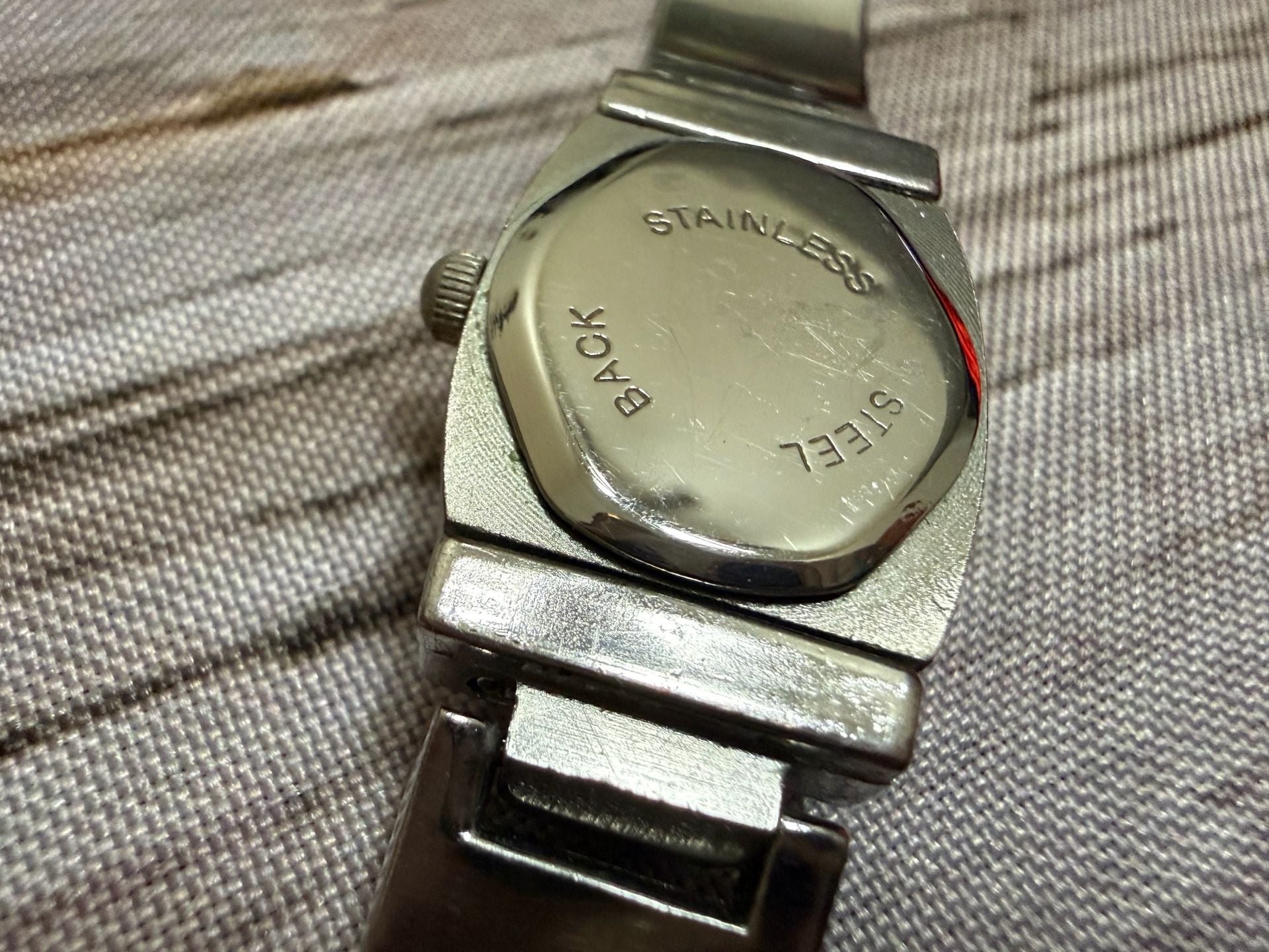 Stainless Steel Quartz Analog Link Bracelet Watch w sliding-face-cover 2