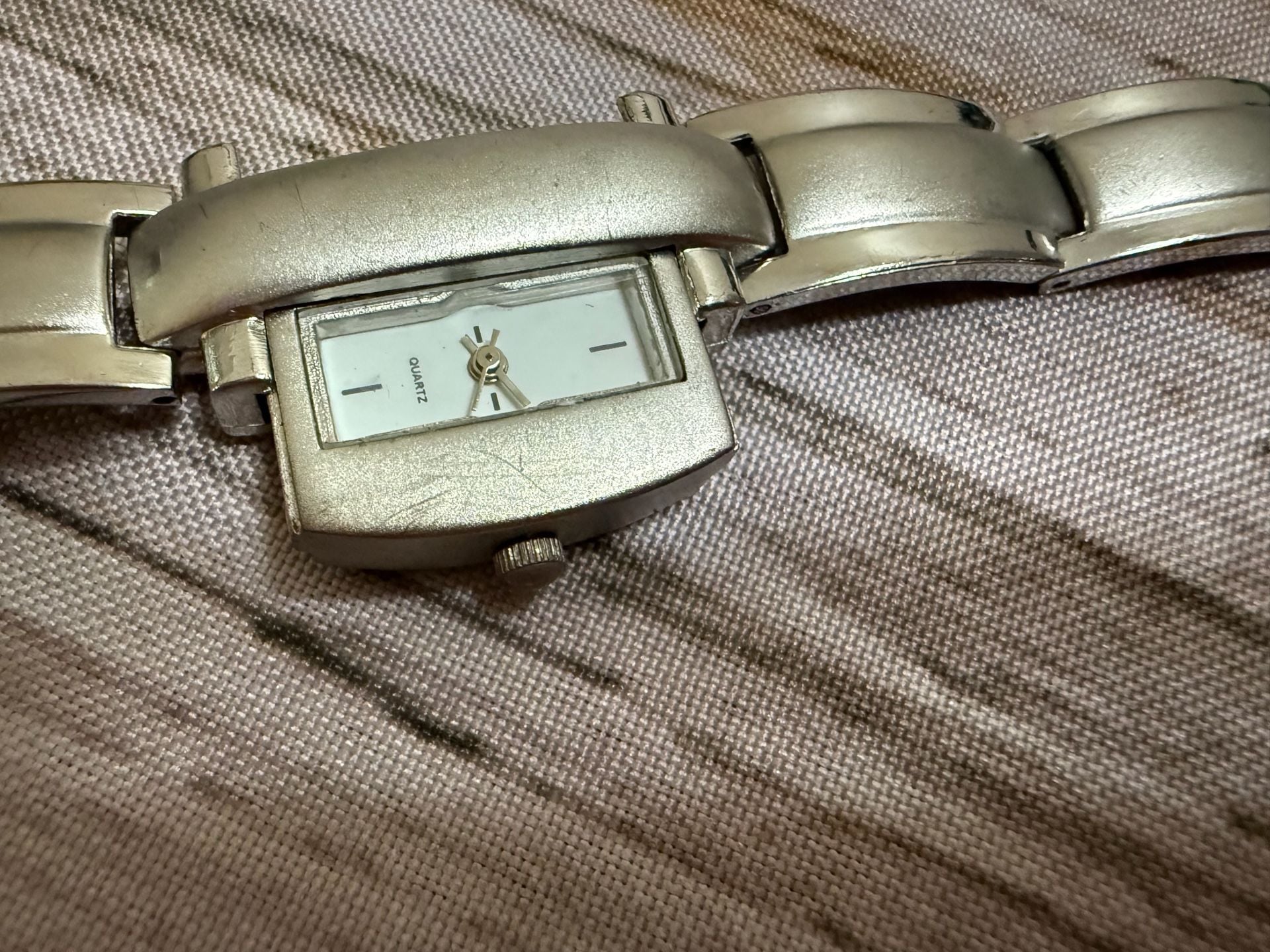Stainless Steel Quartz Analog Link Bracelet Watch w sliding-face-cover 4
