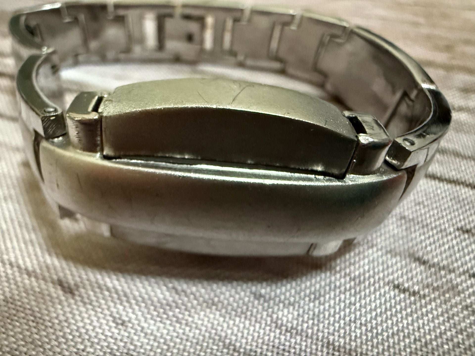 Stainless Steel Quartz Analog Link Bracelet Watch w sliding-face-cover 6