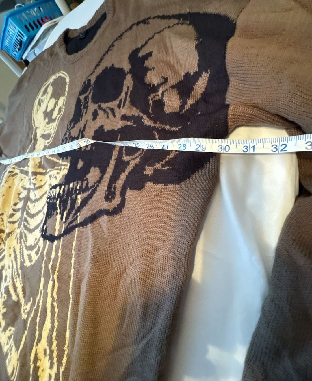 Social Collision Skeleton Knit Sweater Size 3X Brown Skull Graphic 4