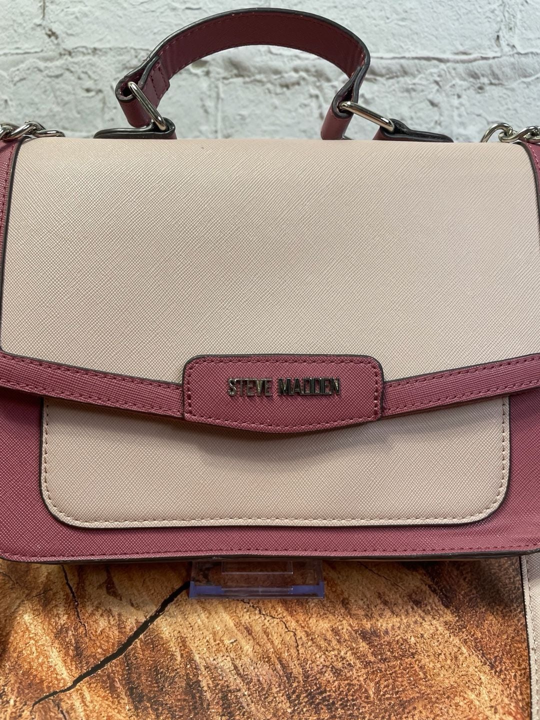 Steve Madden Crossbody Satchel Handbag Pink Top Handle Bag 2