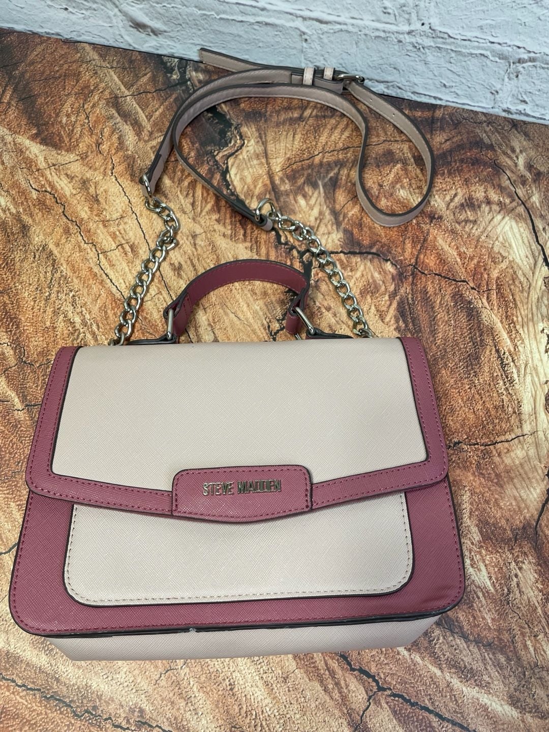 Steve Madden Crossbody Satchel Handbag Pink Top Handle Bag 4