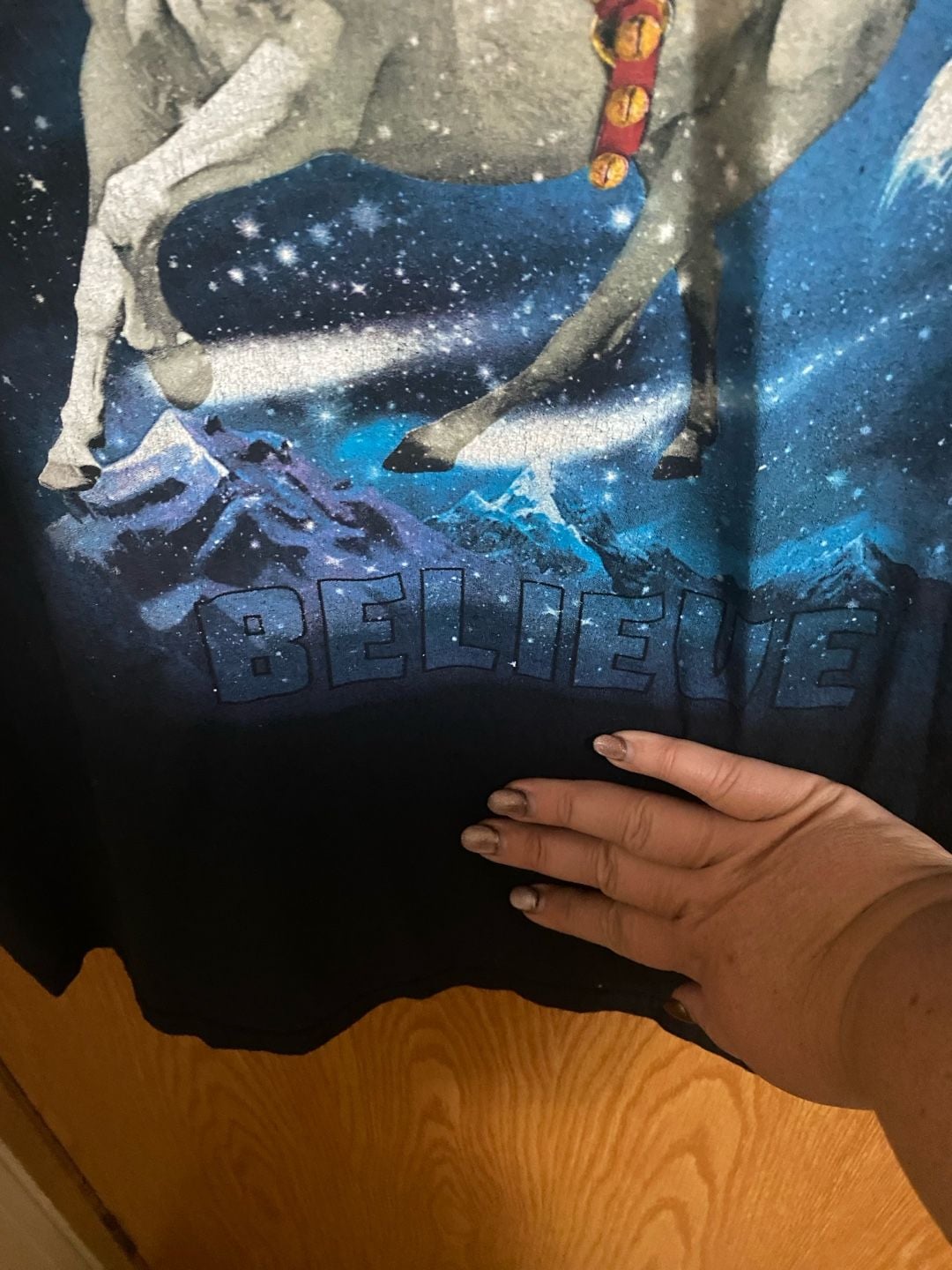 Dec. 25th Christmas Cat Santa Riding Unicorn Believe T-Shirt Size XL 4