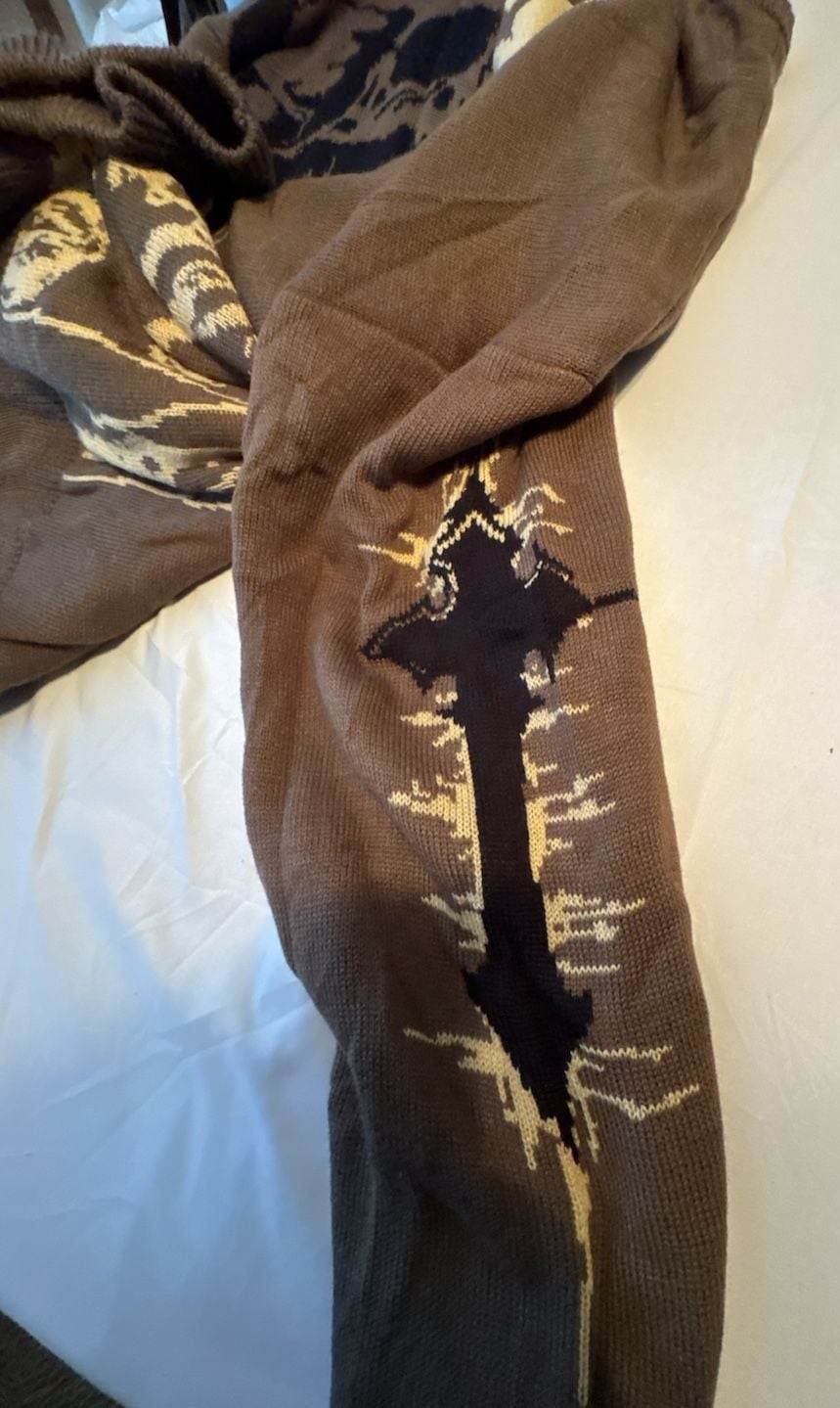 Social Collision Skeleton Knit Sweater Size 3X Brown Skull Graphic 7
