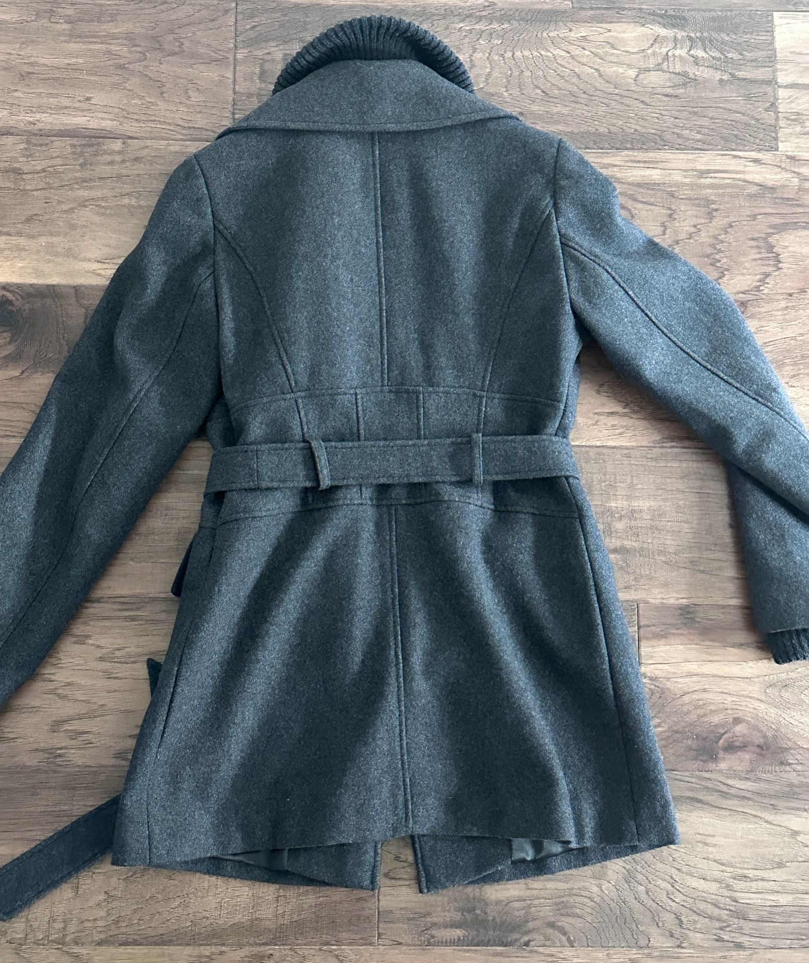 Marvin Richards Wool Blend Belted Coat Size M Gray 9