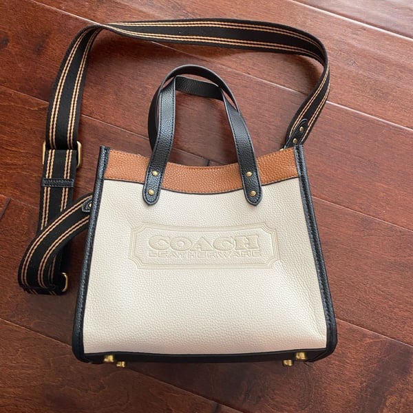 Coach Field Tote 30 Colorblock with Coach Badge Crossbody Bag