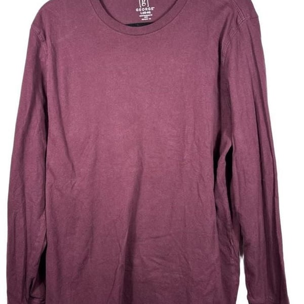 George Long Sleeve Crew Neck T-Shirt Size L Burgundy