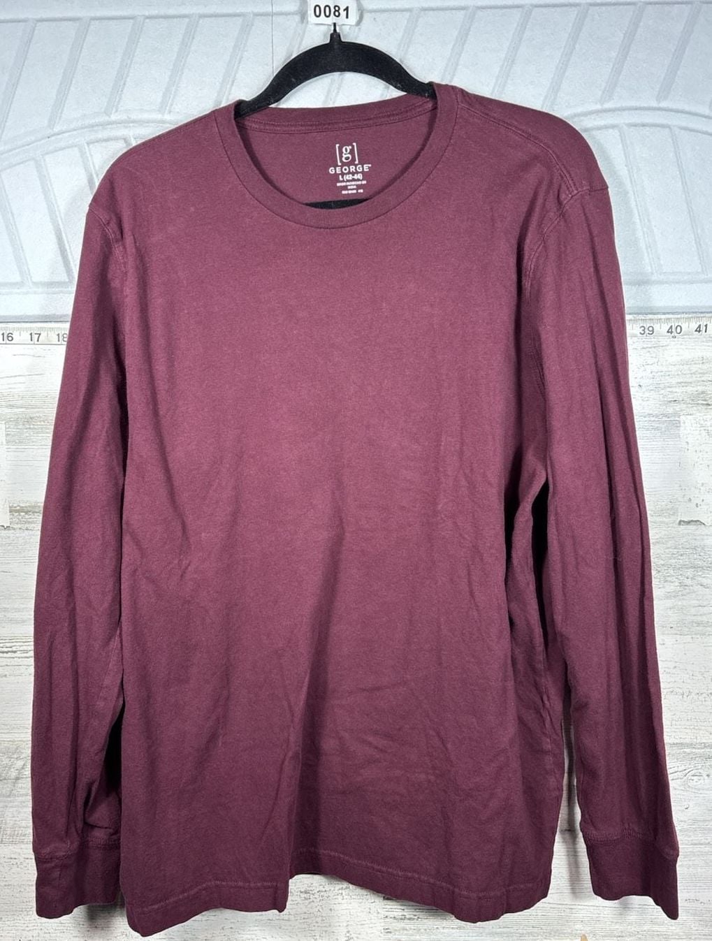 George Long Sleeve Crew Neck T-Shirt Size L Burgundy 3