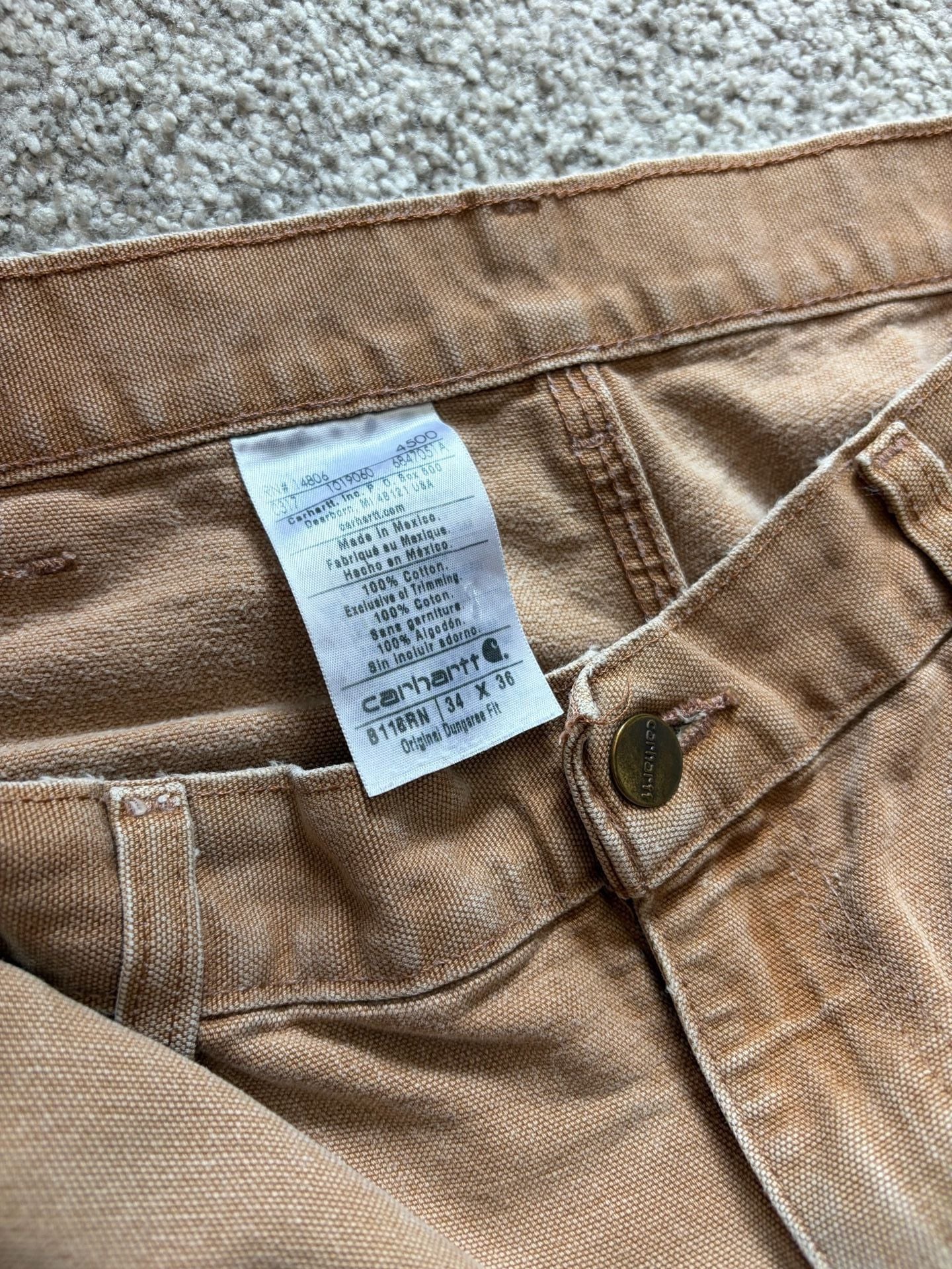 Carhartt Carpenter Pants Tan Canvas Workwear 3