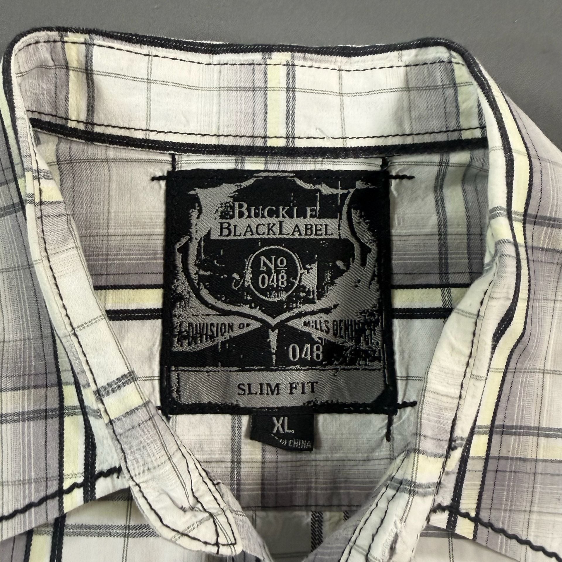 Buckle Black Label No 048 Men’s XL Plaid Western Shirt Embroidered Y2K 4