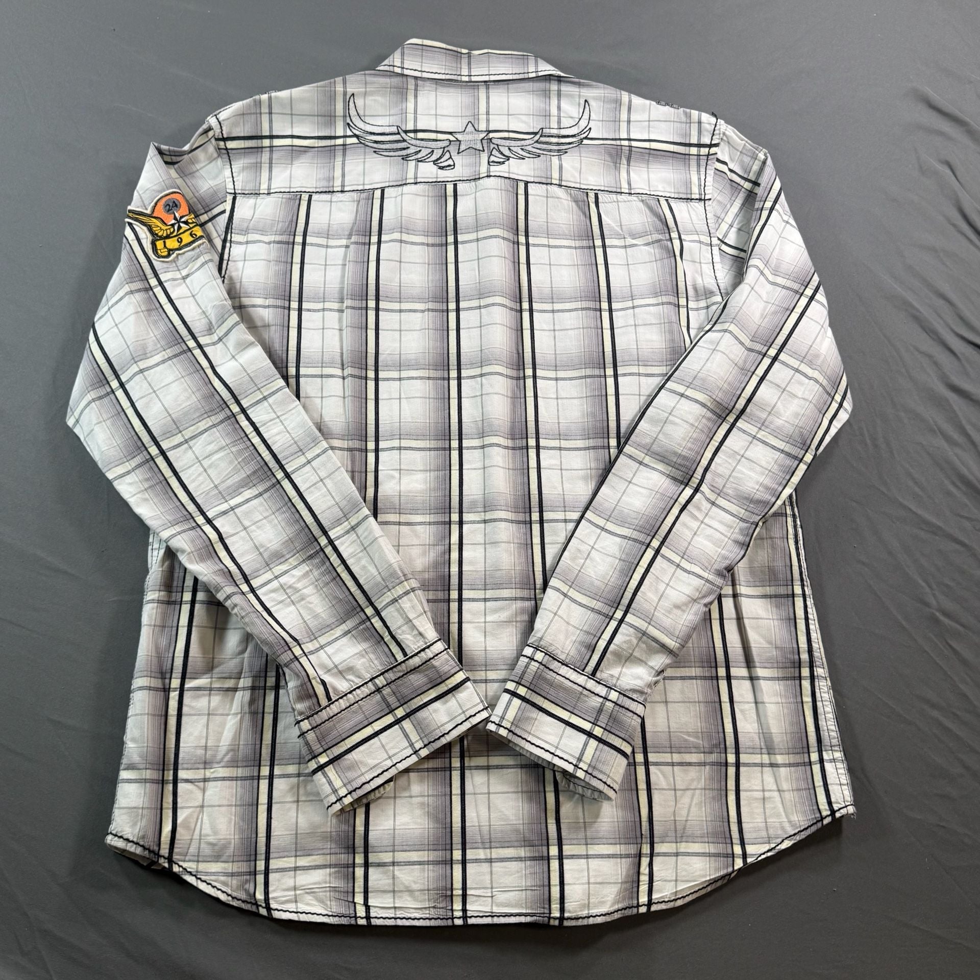 Buckle Black Label No 048 Men’s XL Plaid Western Shirt Embroidered Y2K 9
