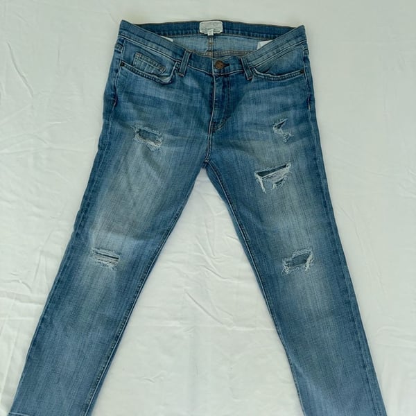 Current/Elliott Distressed Blue Denim Jeans