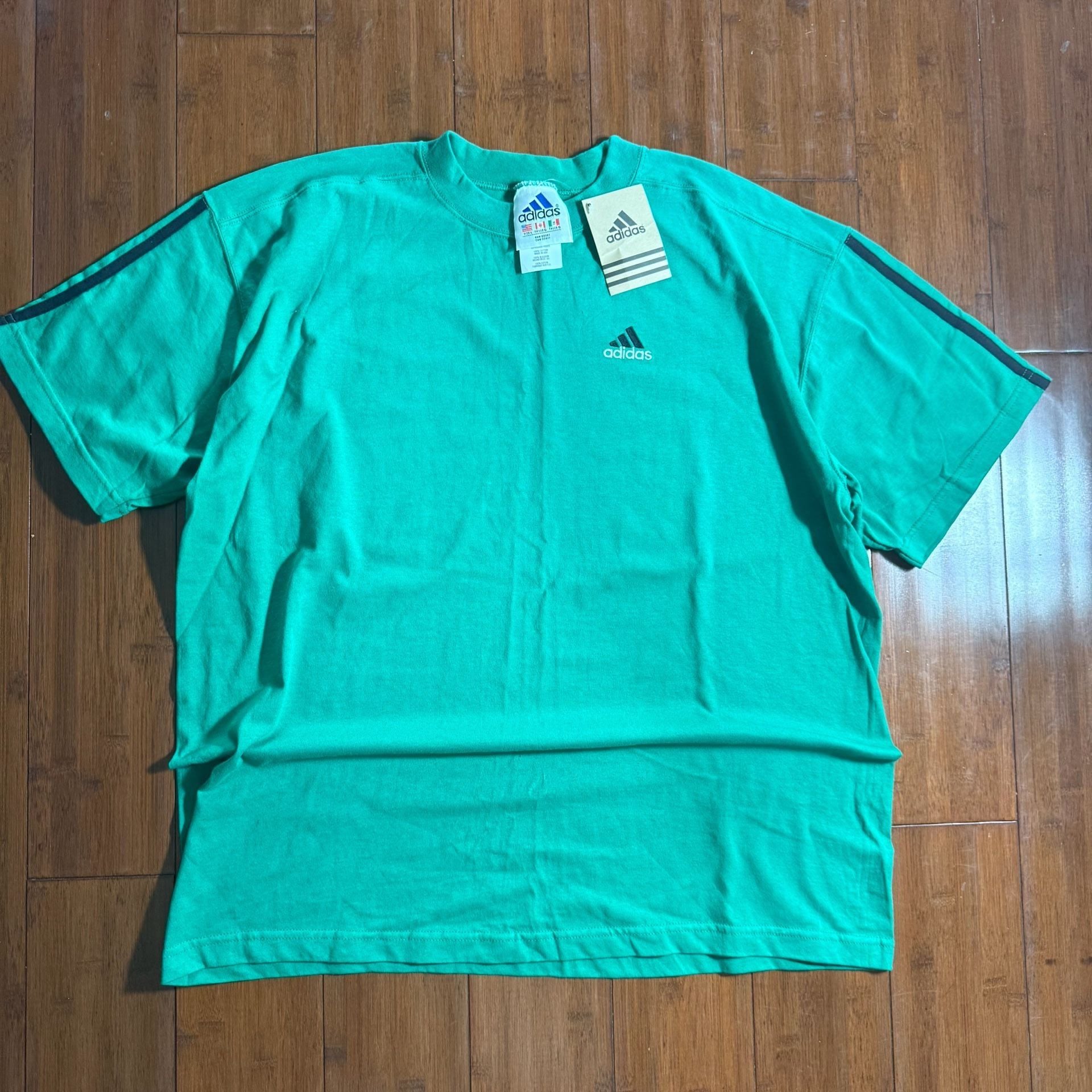 Adidas Vintage 90s T-Shirt Size L Green Cotton Made In USA 2