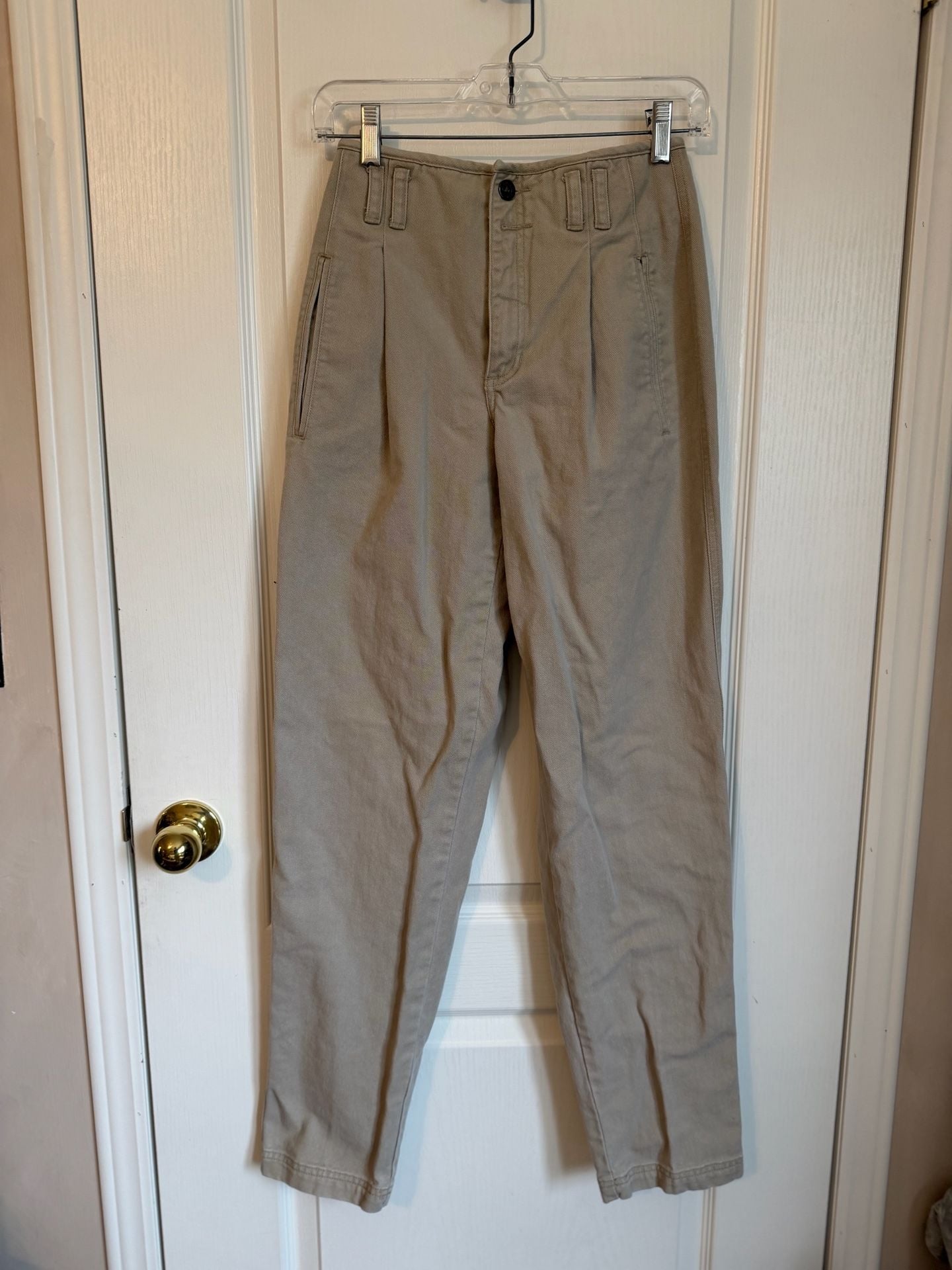 Lizwear Pleated Chino Pants Size 4 Tan High Rise Cotton 2