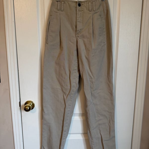 Lizwear Pleated Chino Pants Size 4 Tan High Rise Cotton