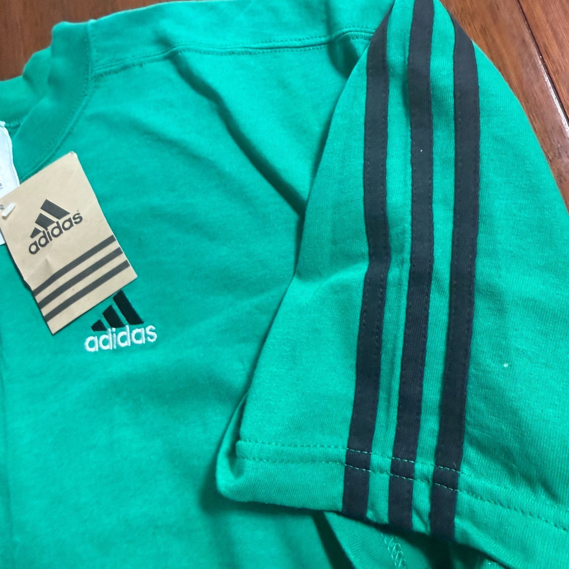 Adidas Vintage 90s T-Shirt Size L Green Cotton Made In USA 4