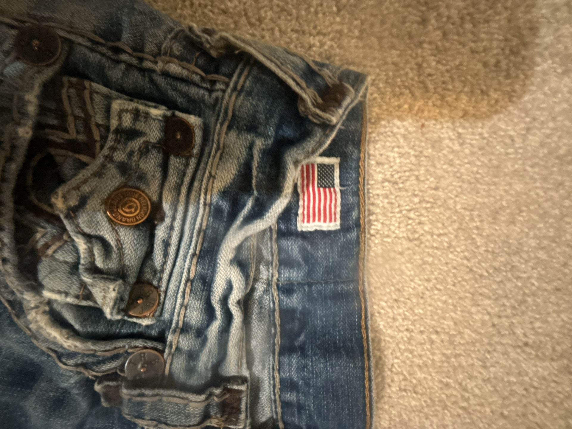 True Religion Denim Shorts Size 33 Distressed Jorts Blue 4