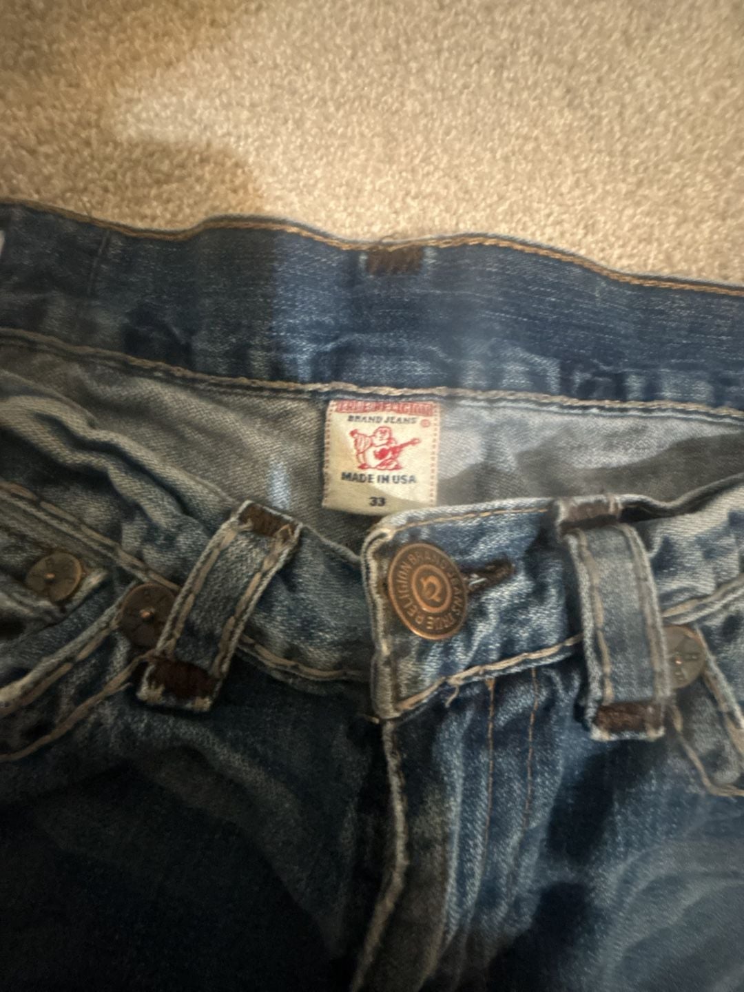 True Religion Denim Shorts Size 33 Distressed Jorts Blue 6